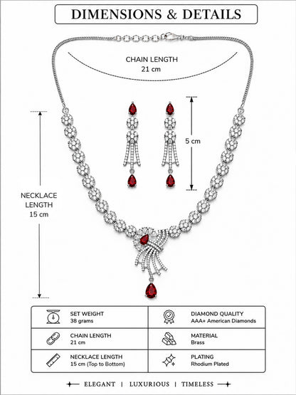Silver Plated Red AD Jewellery Set for Women