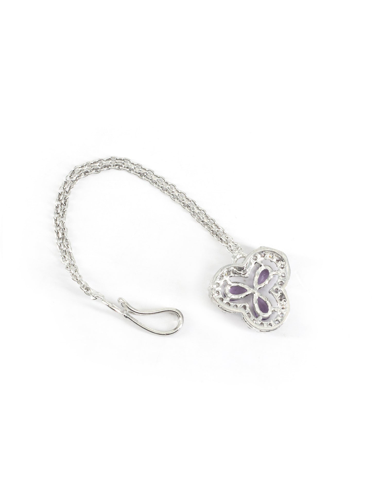 Silver Plated Purple AD Maang Tikka for Women