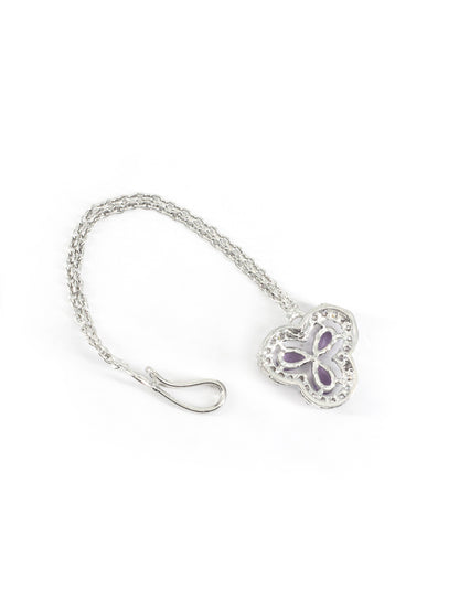 Silver Plated Purple AD Maang Tikka for Women