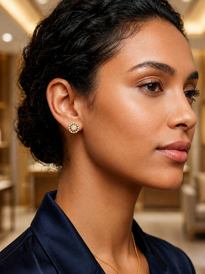 Gold Plated AD Stud Earrings for Women