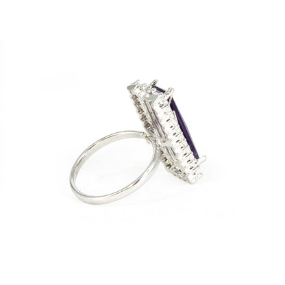 Rhodium Plated Purple AD Finger Ring for Women