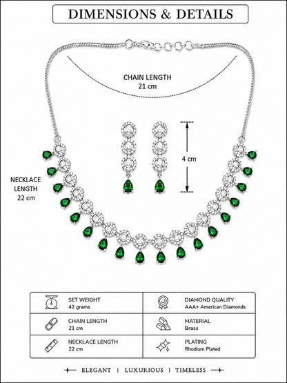 Silver Plated Green AD Jewellery Set for Women