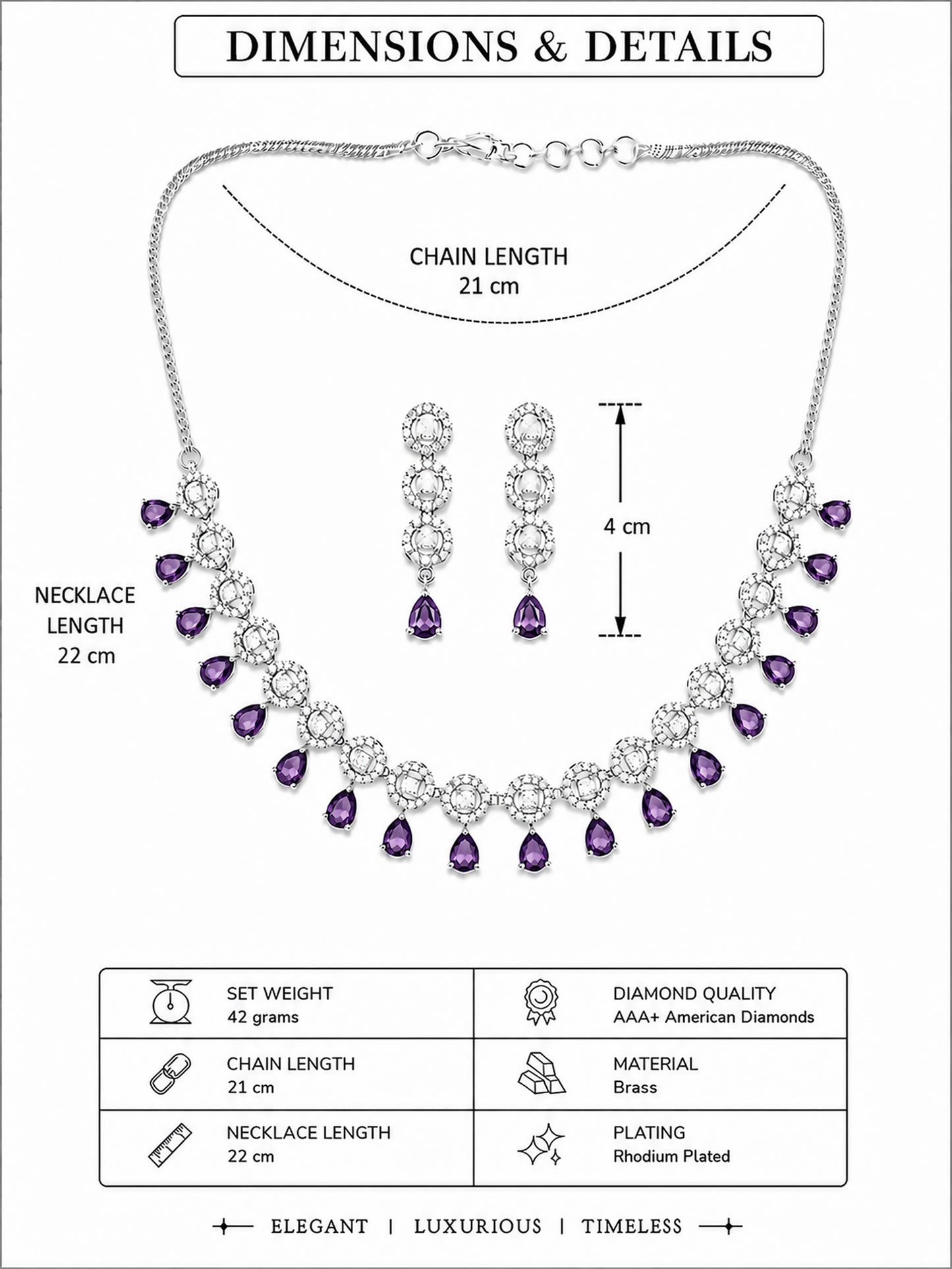 Silver Plated Purple AD Jewellery Set for Women