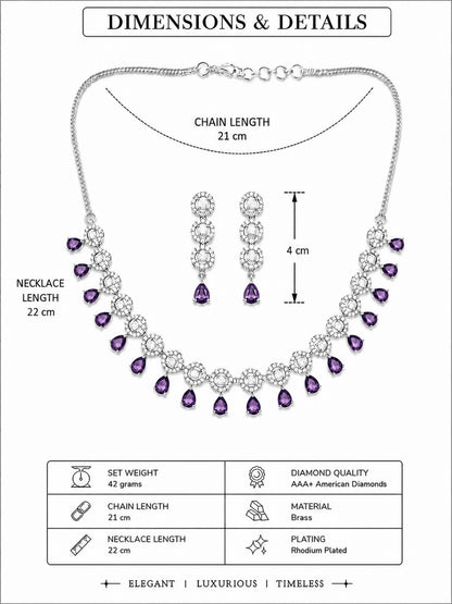 Silver Plated Purple AD Jewellery Set for Women