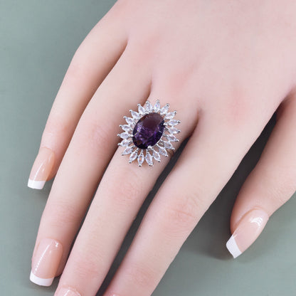 Silver Plated Purple AD Finger Ring for Women