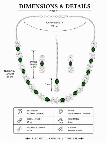 Silver Plated Green AD Jewellery Set for Women