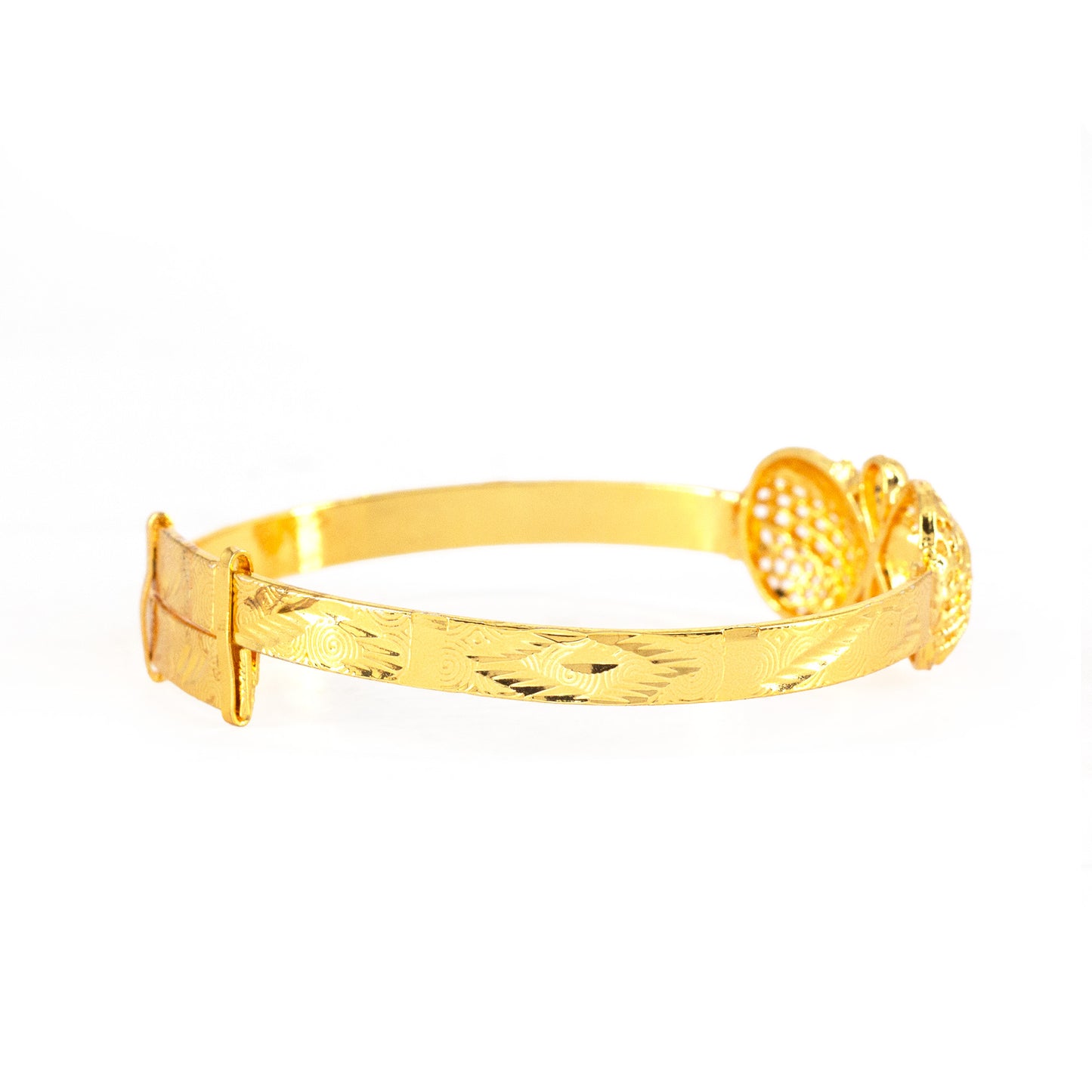 Gold Plated Adjustable Temple Bangle Bracelet for Women
