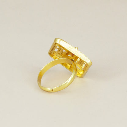 Gold Plated Anti Tarnish Red AD Finger Ring for Women
