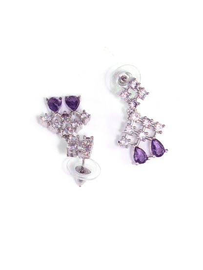 Silver Plated Purple AD Sleek Designer Jewellery Set