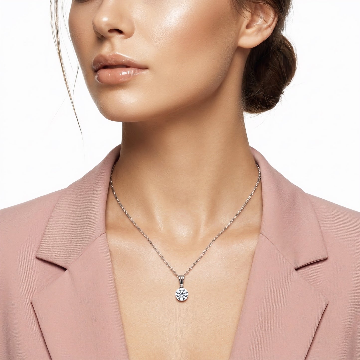 Silver Plated Rhinestone Minimal Pendant For Women