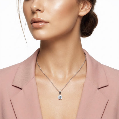 Silver Plated Rhinestone Minimal Pendant For Women