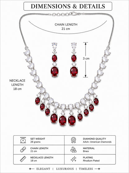 Silver Plated Red AD Choker Set for Women