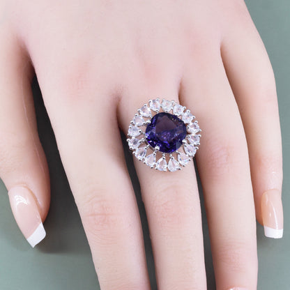 Silver Plated Purple AD Finger Ring for Women