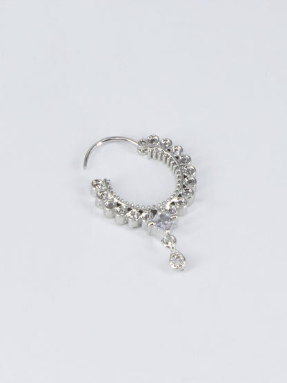 Silver Plated AD Nose Ring for Women
