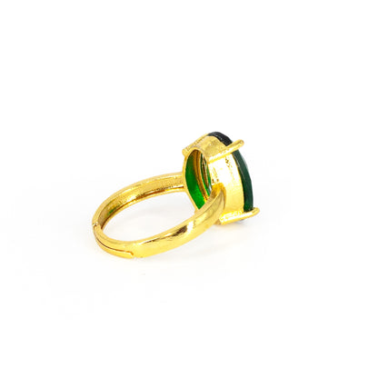 Gold Plated Green AD Finger Ring for Women
