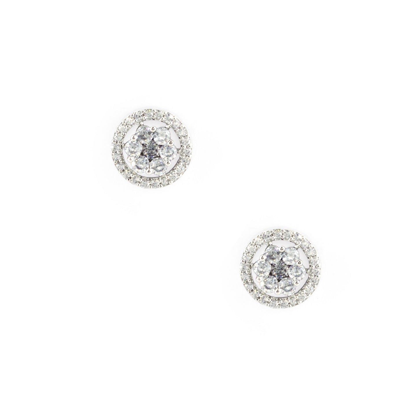 Silver Plated AD Round Stud Earrings for Women