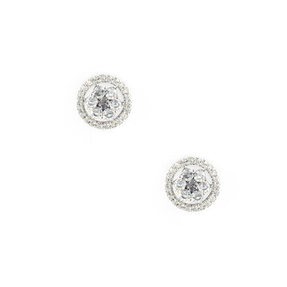 Silver Plated AD Round Stud Earrings for Women