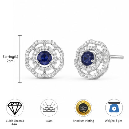 Rhodium Plated AD Studs Earrings for Women