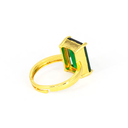Gold Plated Green AD Finger Ring for Women