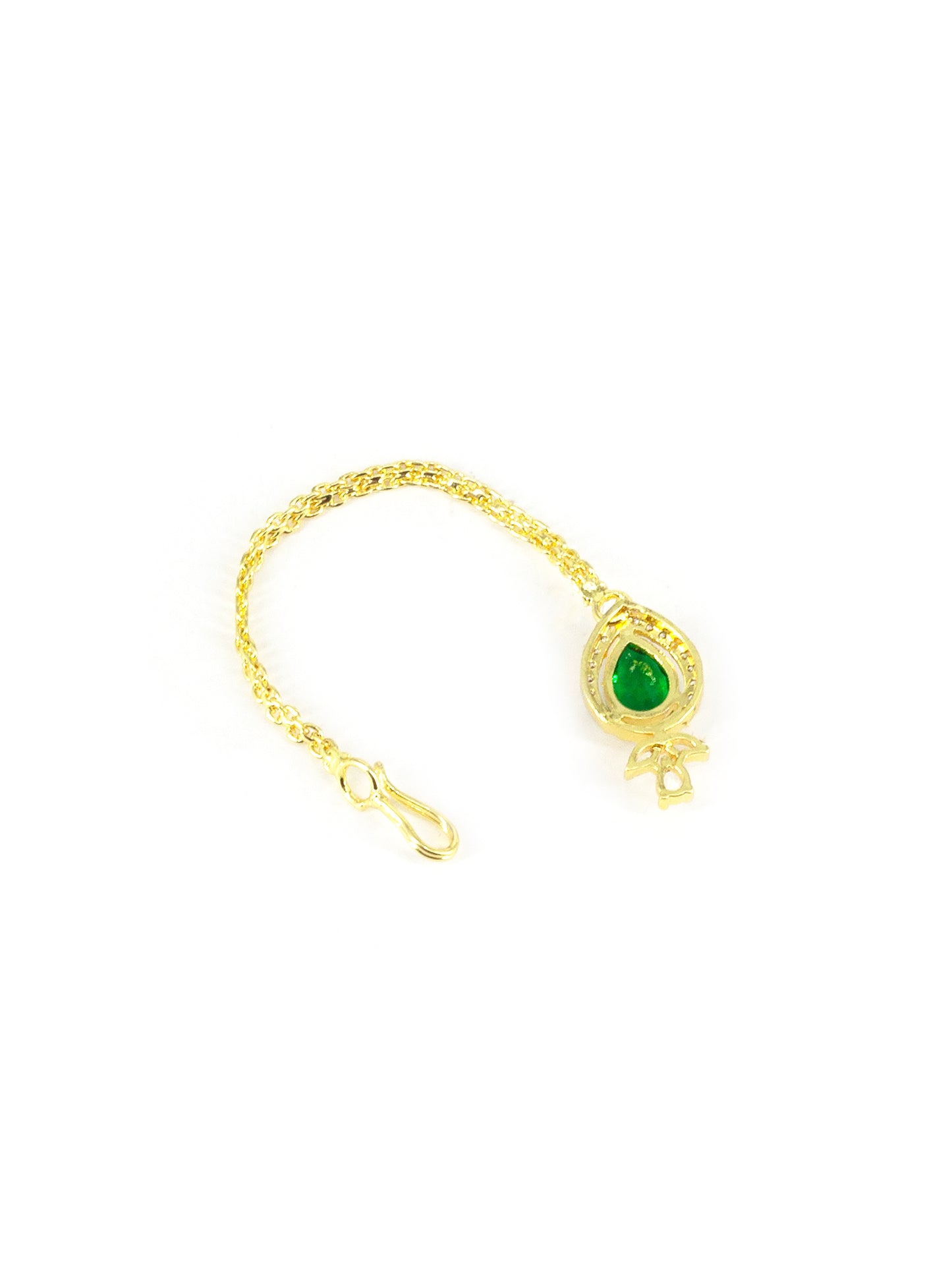 Gold Plated Green American Diamond Maang Tikka for Women