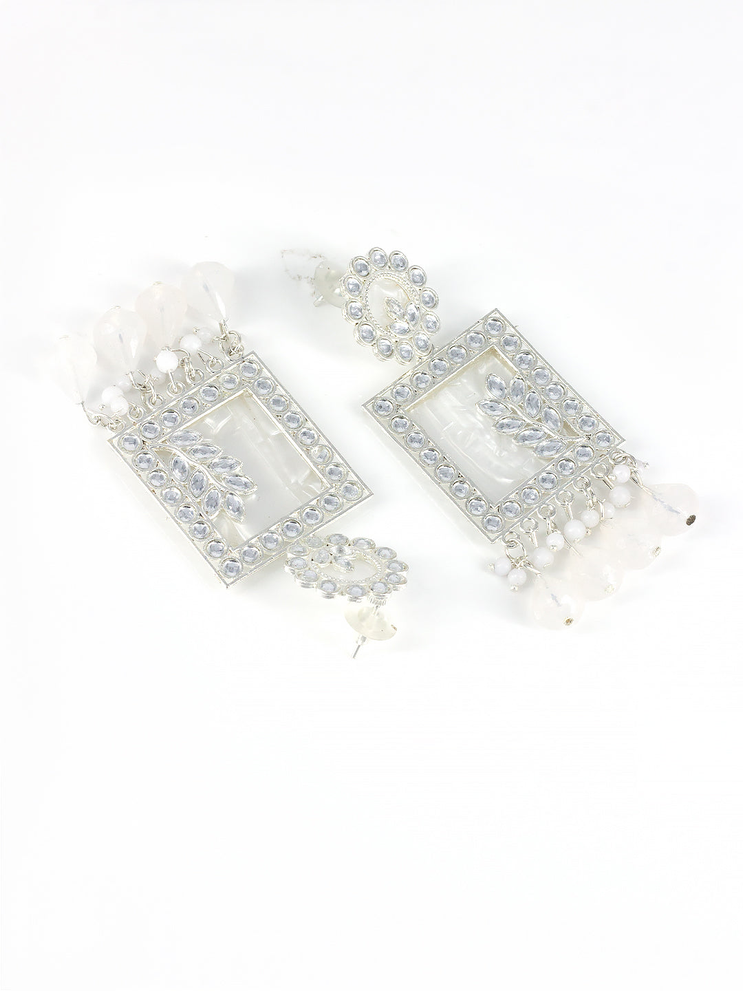 Floral Marble Finish Drop Earrings