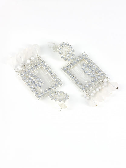Floral Marble Finish Drop Earrings