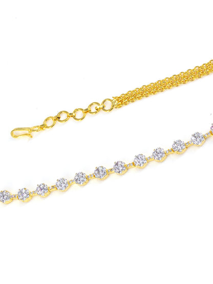 Gold Plated AD Floral Designer Sleek Waist Chain For Women