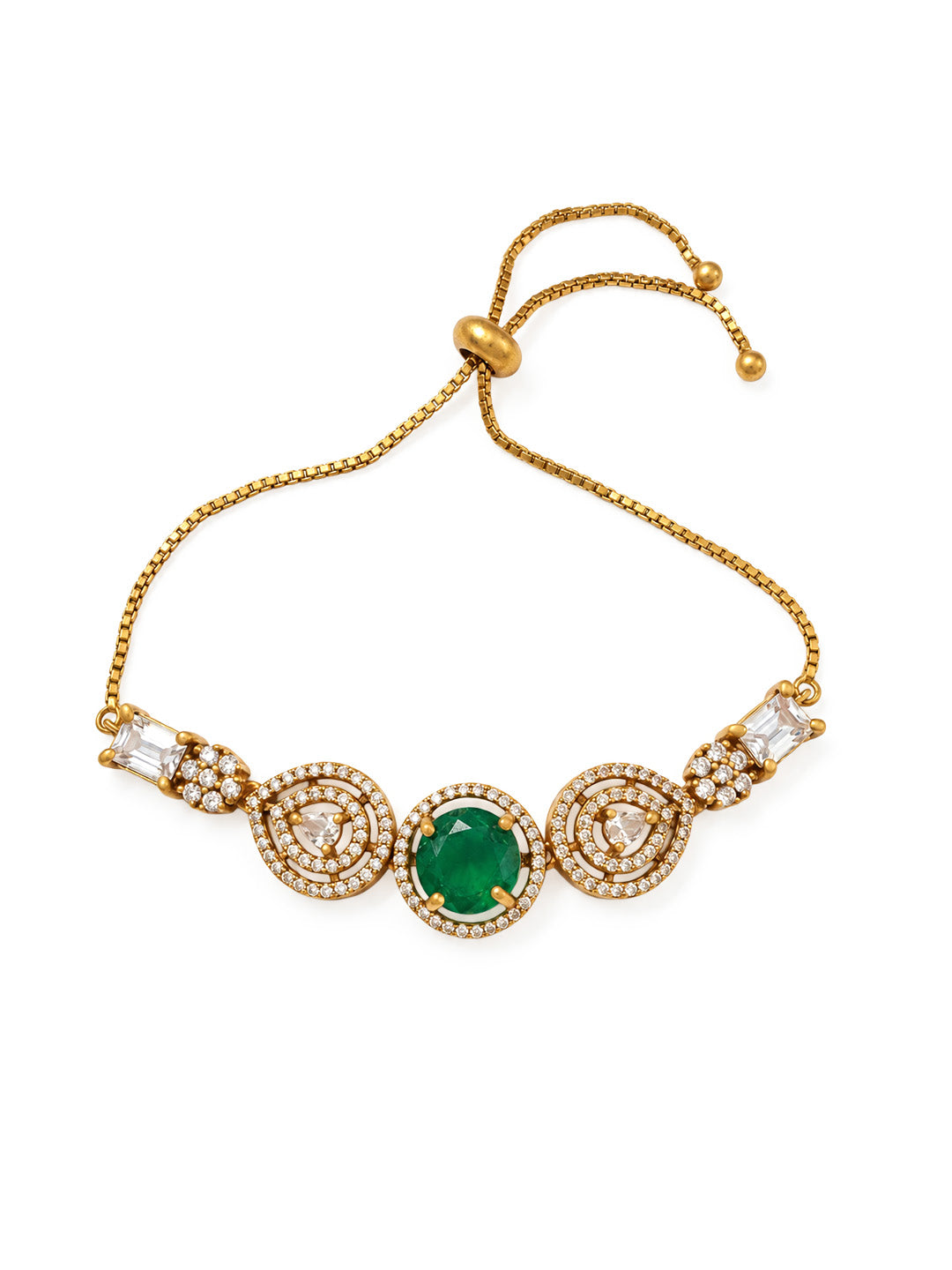 Antique Gold Plated Green AD Bracelet for Women