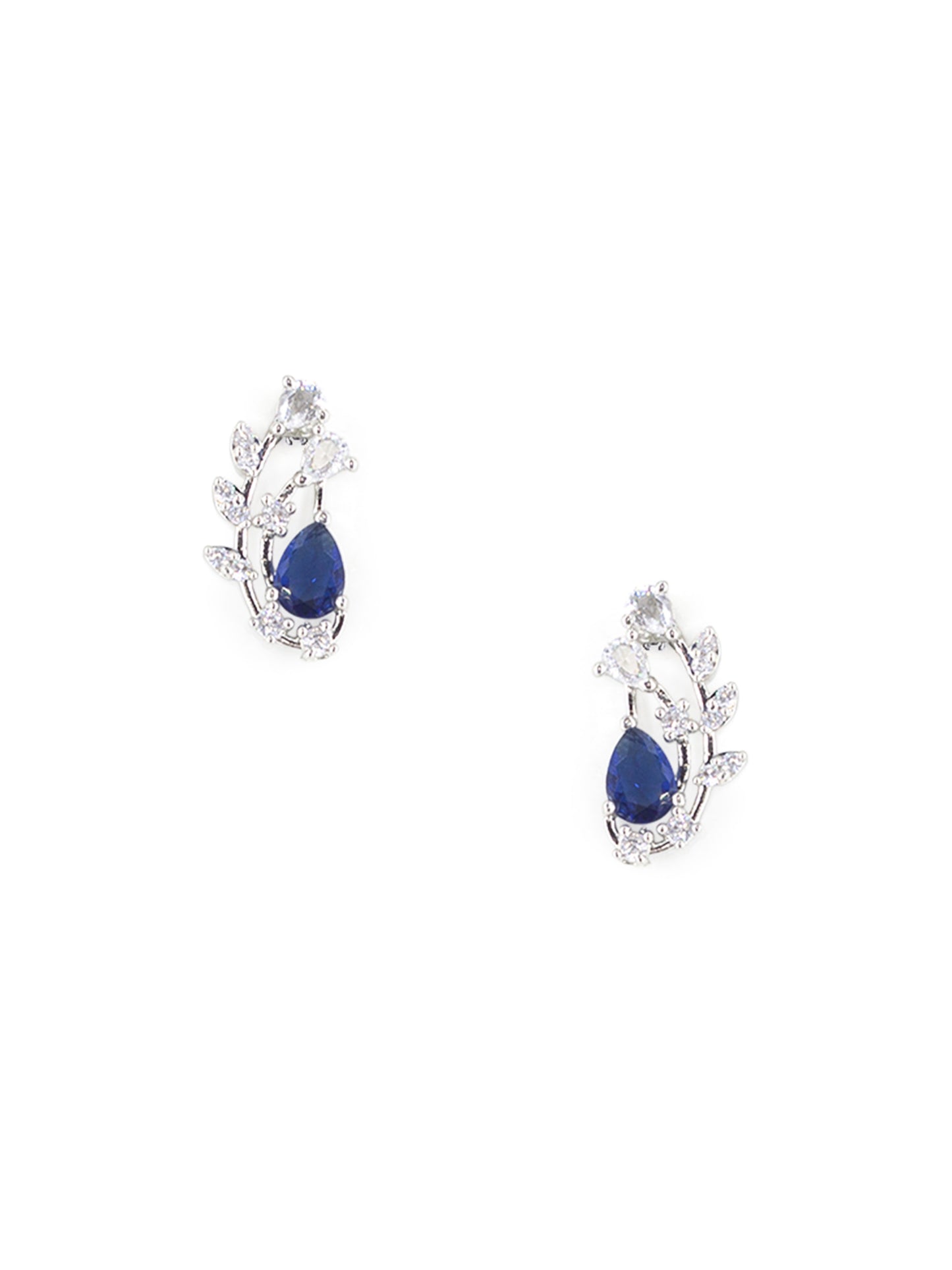 Silver Plated Blue American Diamond Designer Choker Set for Women