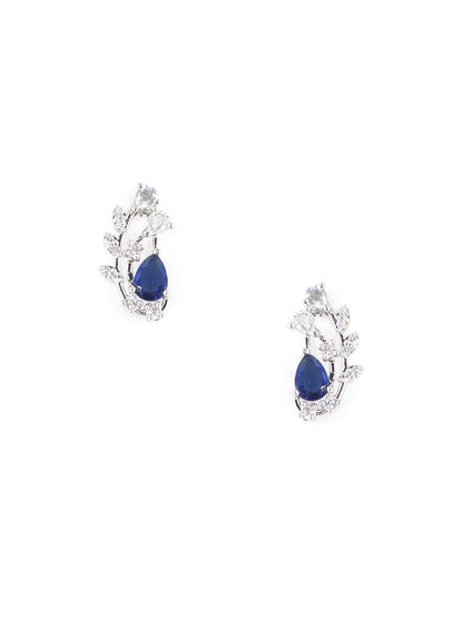Silver Plated Blue American Diamond Designer Choker Set for Women