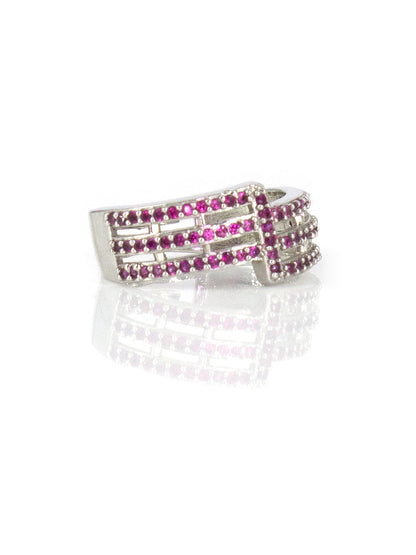 Silver-Plated American-Diamond Studded Adjustable Finger Ring