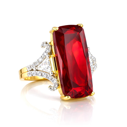Gold Plated Red AD Adjustable Designer Ring For Women