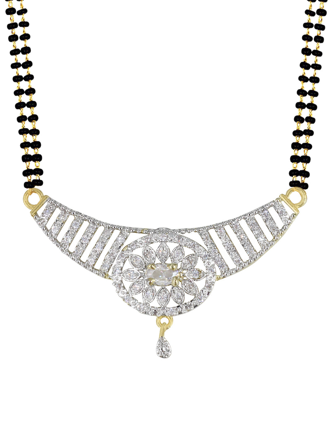 American Diamond & Black Beaded Mangalsutra