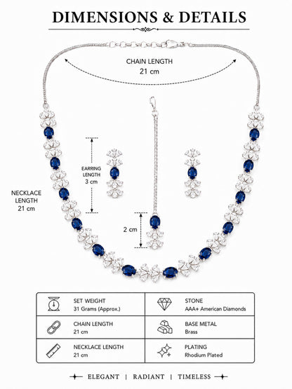 Silver Plated Blue AD Jewellery Set for Women