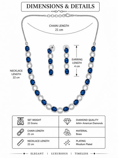 Silver Plated Blue AD Choker Set for Women