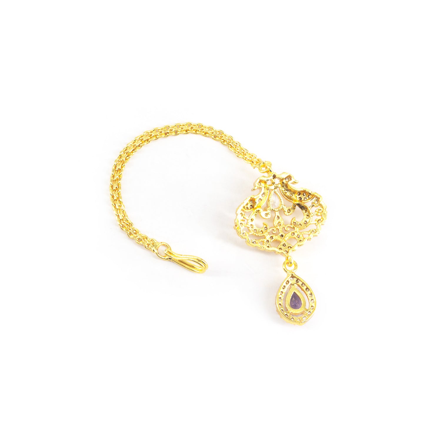 Gold Plated Purple AD Maang Tikka for Women