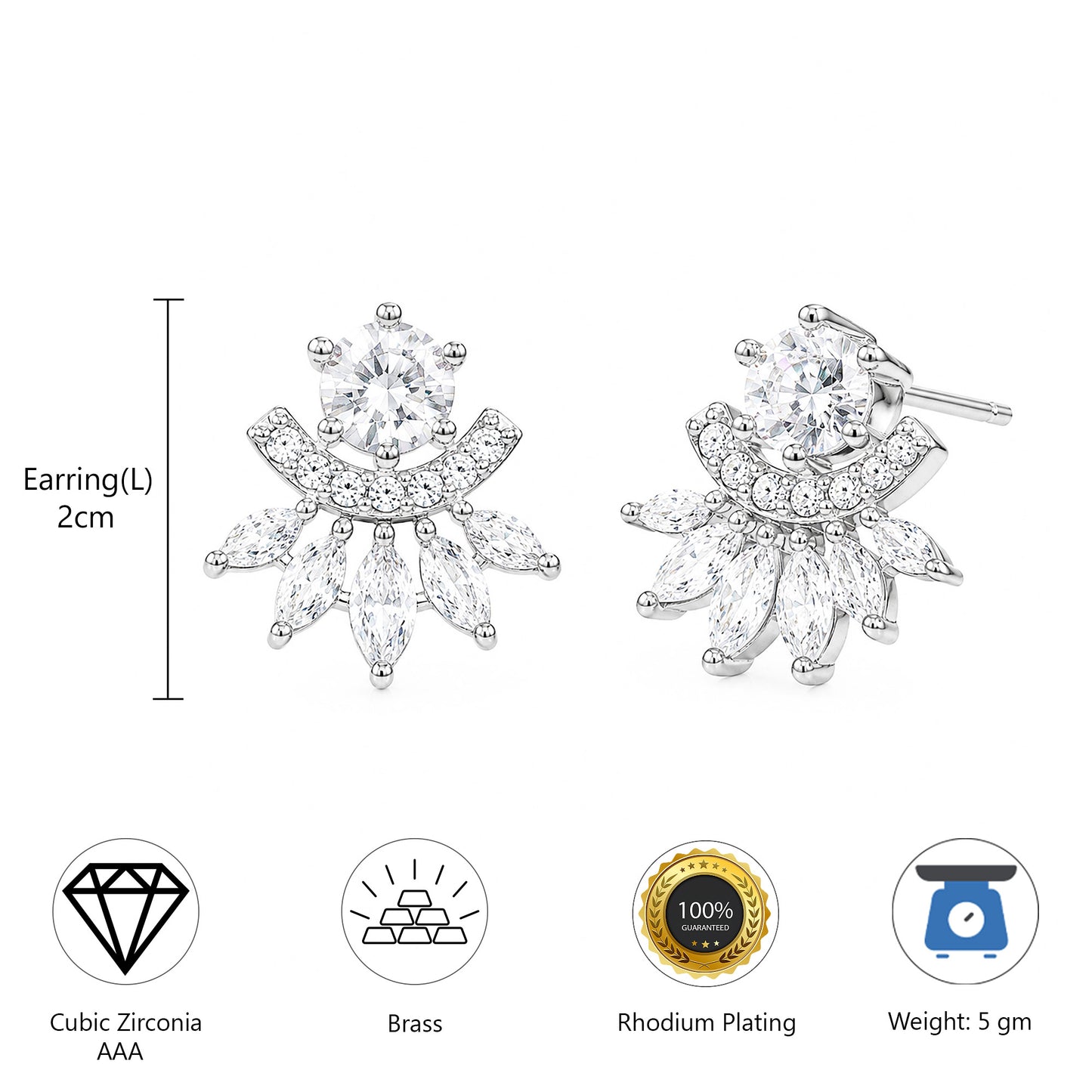 Silver Plated AD Studs Earring for Women