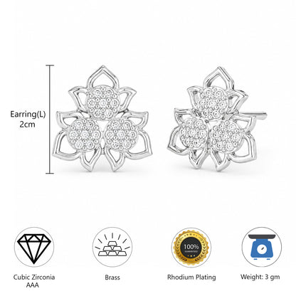 Silver Plated AD Studs Earring for Women