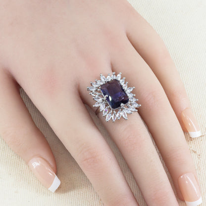 Silver Plated Purple AD Finger Ring for Women