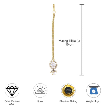 Gold Plated AD Maang Tikka for Women