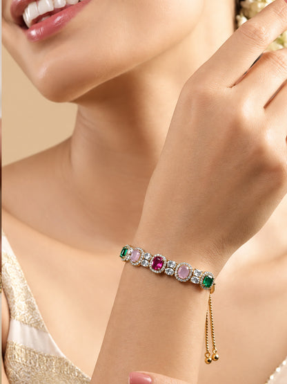 Antique Gold Plated Multi AD Adjustable Bracelet for Women