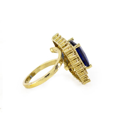 Gold Plated Blue AD Adjustable Ring for Women