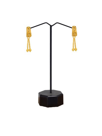 Gold Plated Traditional Floral Drop Earrings