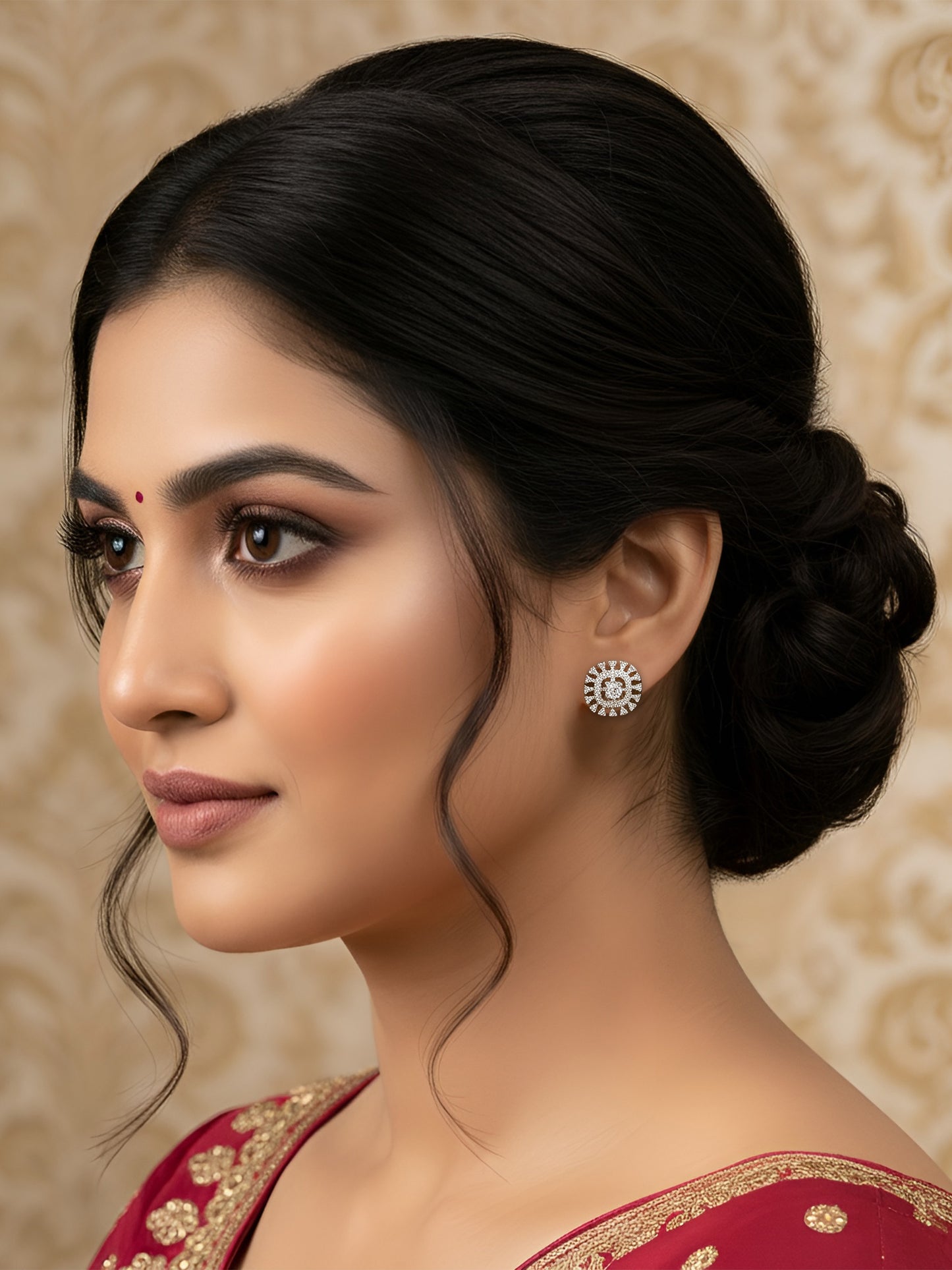 Silver Plated American Diamond Stud Earrings for Women