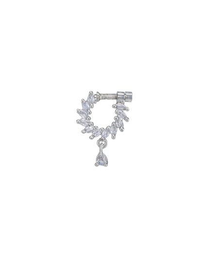 Rhodium Plated American Dimaond Drop Nose Ring