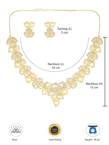 Gold Plated Floral AD Designer Jewellery Set