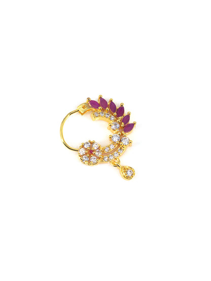 Gold Plated American Dimaond Drop Nose Ring