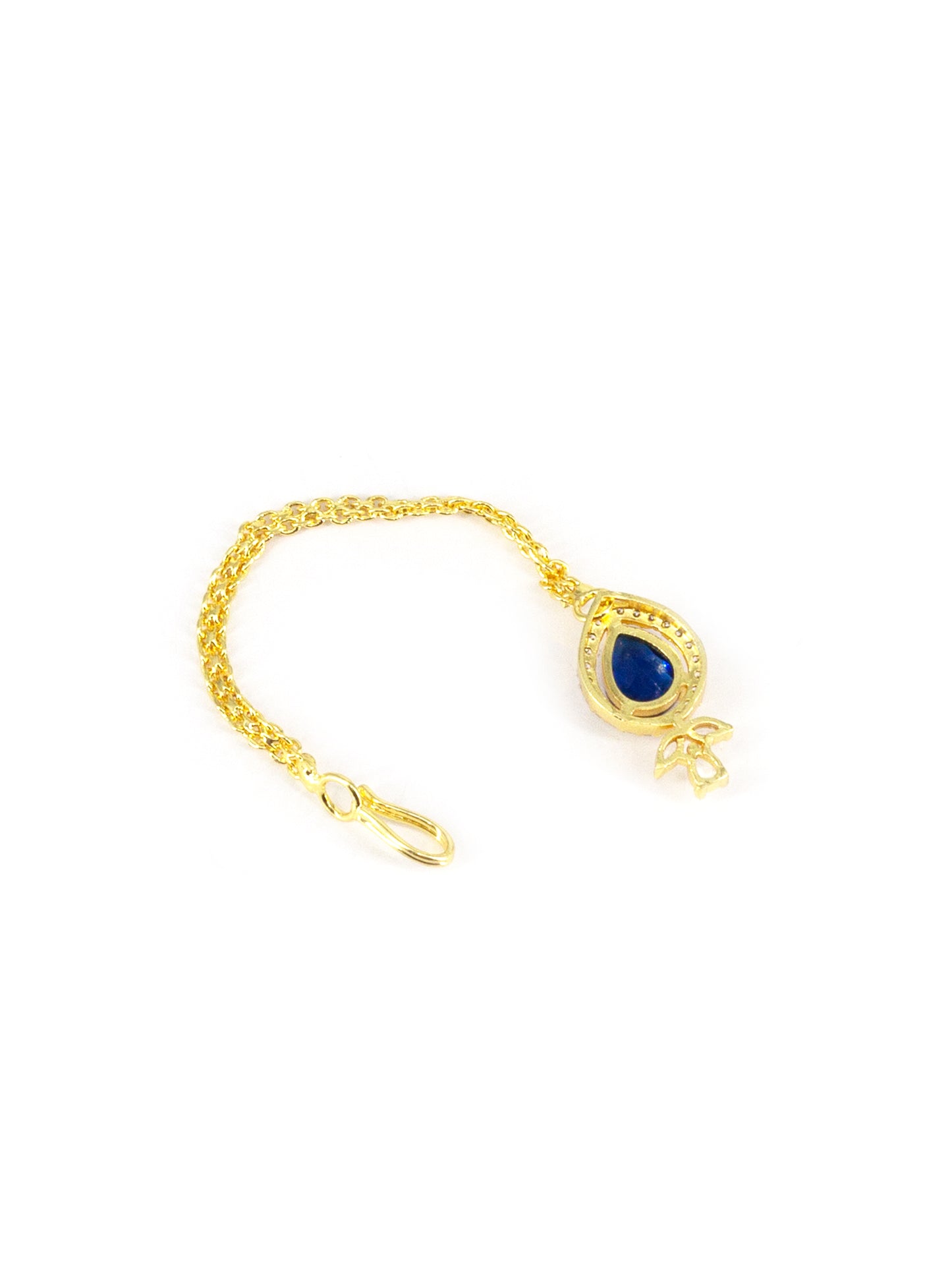Gold Plated Blue American Diamond Maang Tikka for Women