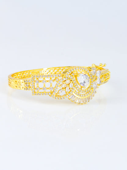 American Diamond Gold Plated Square Design Bracelet for Women and Girls