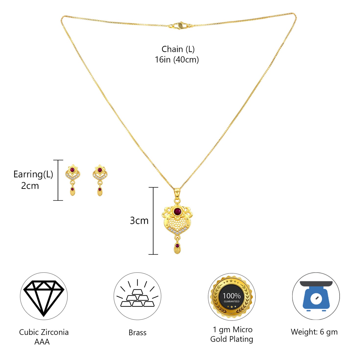 Micro Gold AD Pendant Set for Women